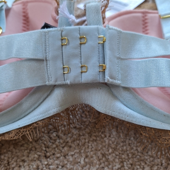 NWT Dora Larsen Celi Half Pad Underwire Bra Adjustable Khaki/Blue Size 34DD - Picture 5 of 7